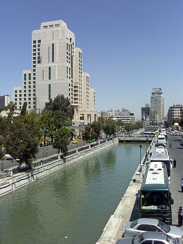 A view of the Barada river in Damascus
