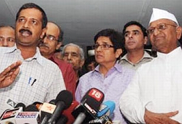 Arvind Kejriwal, Prashant Bhushan, Kiran Bedi and Anna Hazare