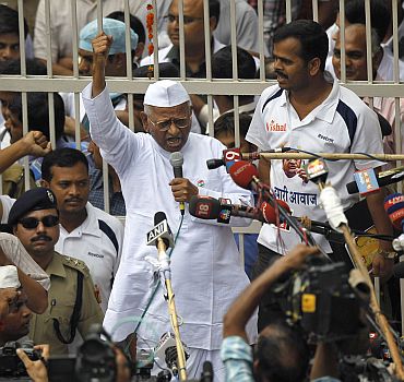 Anna Hazare outside Tihar Jail