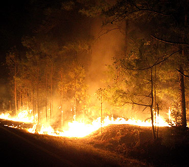 A wildfire is seen near Bastrop, Texas