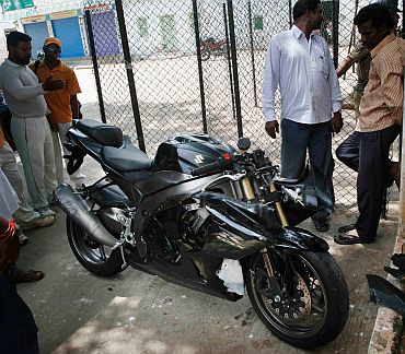 Ayazuddin and Ajmal's bike that met the accident kept in a police station in Hyderabad