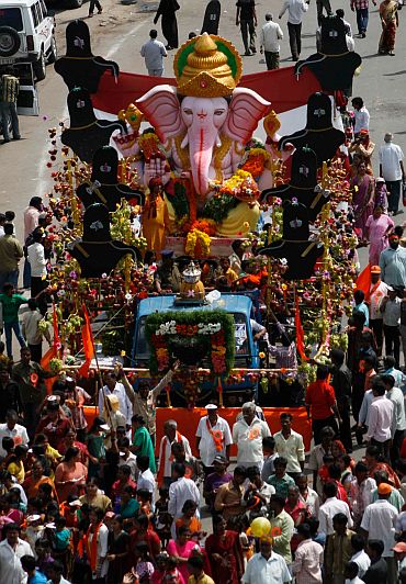 Another grand Ganpati immersion procession in Hyderabad