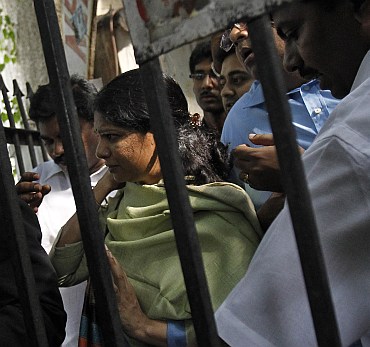 DMK MP Kanimozhi leaves a court in New Delhi