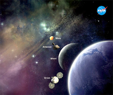 Artist concept of future destinations for the rocket