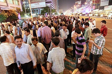 People pour on to the streets after the quake