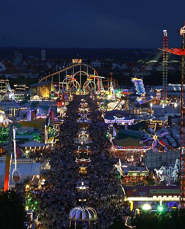Tens of thousands of revellers stroll at the Munich Oktoberfest, at the Theresienwiese in Munich
