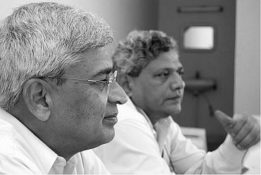 CPI-M politburo members Prakash Karat and Sitaram Yechury