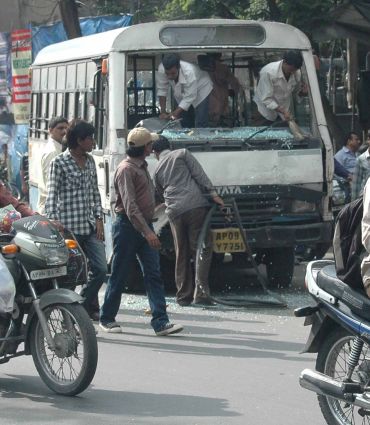 Protestors damaged seventeen buses in Kothi