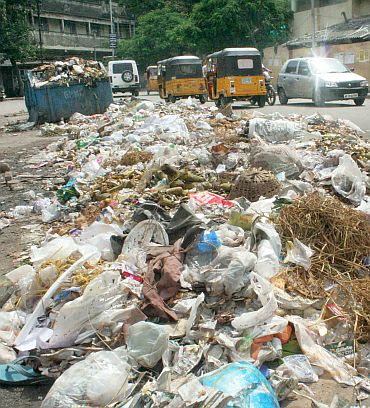 Pile of uncollected garbage in Hyderabad