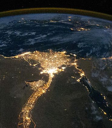 Nile river delta at night