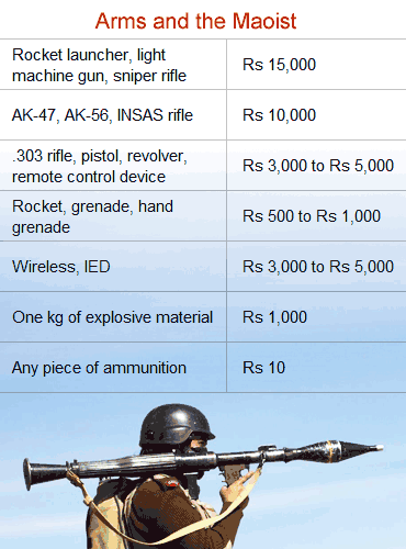 The state pays different rates for different weapons that a rebel surrenders