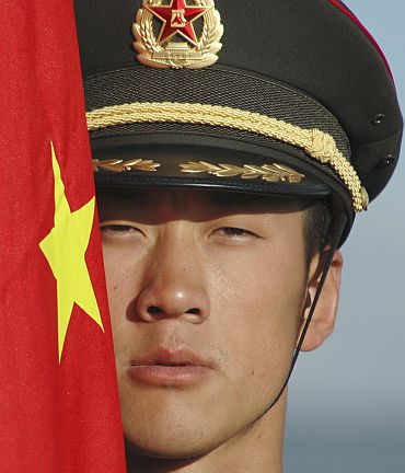 A Chinese soldier during a military drill