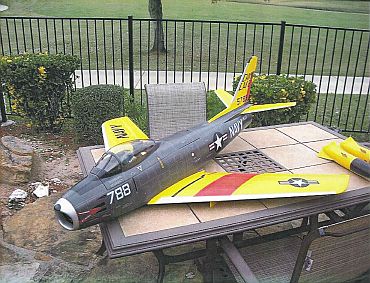 A scale model of a US Navy F-86 Sabre fighter plane is seen in a handout photo released by the US Justice Department after the photo was submitted to US District Court in Massachusetts as part of a criminal complaint and affidavit filed by the Federal Bureau of Investigation in Boston