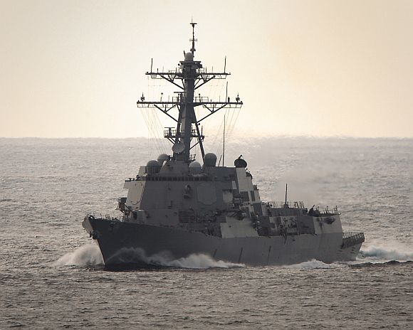 The guided-missile destroyer USS Halsey