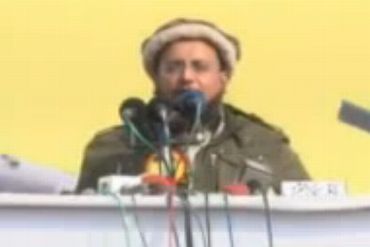 Video grab showing Haifz Saeed's son Talha Saeed addressing a rally in Lahore