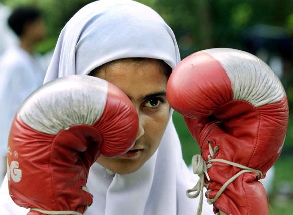 Twelve-year-old Romana learns how to box at a martial arts training school in Kashmir