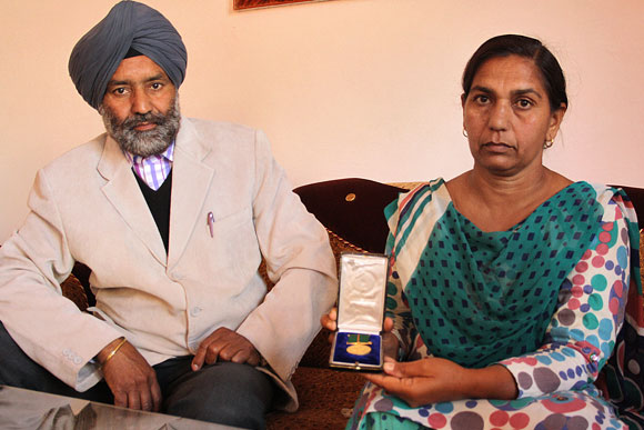 Mr and Mrs Singh with the Ashok Chakra