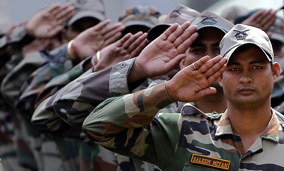 Indian army soldiers at a ceremony