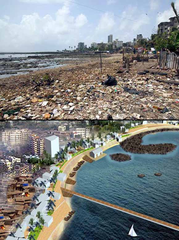 (Above) Today, thanks to the isolation it faces, Chimbai Beach is pretty much the backyard of Bandra. (Below) With various plans approved for the 1km stretch, Chimbai could well look somewhat like this