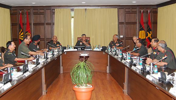 Army chief V K Singh chairs a meeting of commanders in New Delhi
