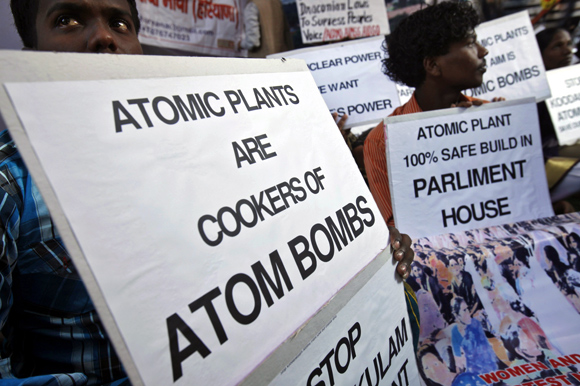 Activists in New Delhi demand the scrapping of India's nuclear projects