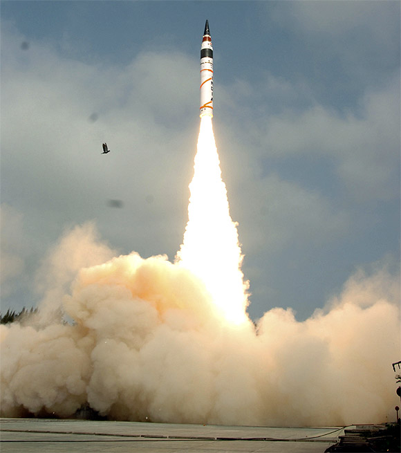 The first test flight of Agni V was conducted in April