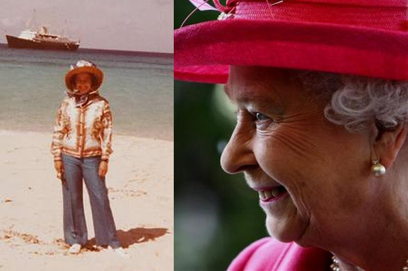 Queen Elizabeth in the 1970s.(L); Queen Elizabeth now
