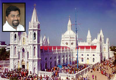 The Velankanni church in Tamil Nadu's Nagapattinam district where a miracle is said to have taken place. (Inset) Sanal Edamaraku, president, Indian Rationalists Association