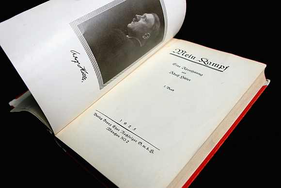 A copy of Mein Kampf, The Vol 1 (of 2), First Edition, signed by Adolph Hitler