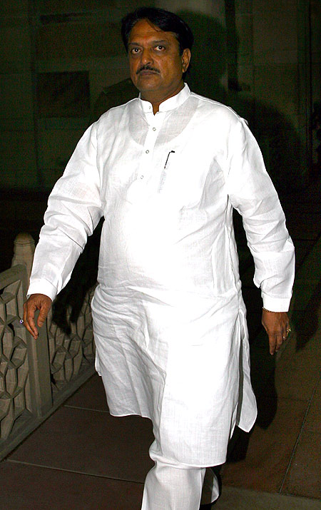 Maharashtra Chief Minister Vilasrao Deshmukh is seen inside a government building in New Delhi