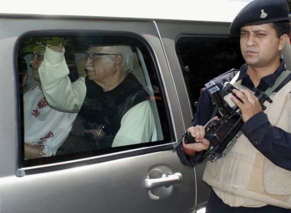 LK Advani leaves the BJP headquarters in Ahmedabad
