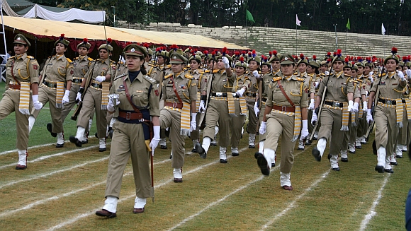 Jammu and Kashmir women police personnel during the parade