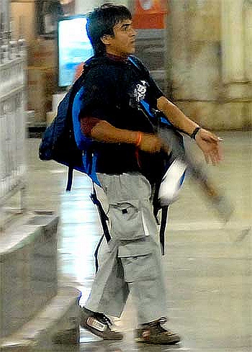 Ajmal Kasab during the 26/11 attacks at the Chhatrapati Shivaji Terminus