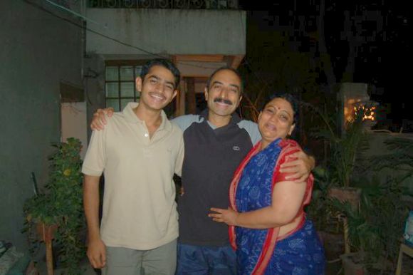Shweta Bhatt with her husband Sanjiv and son at their residence in Ahmedabad