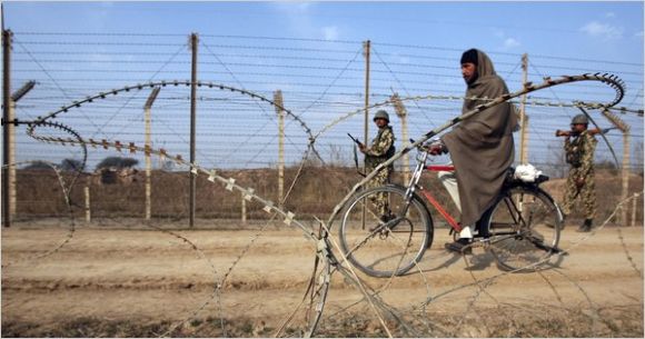 Indian soldiers patrolling the border in Kashmir