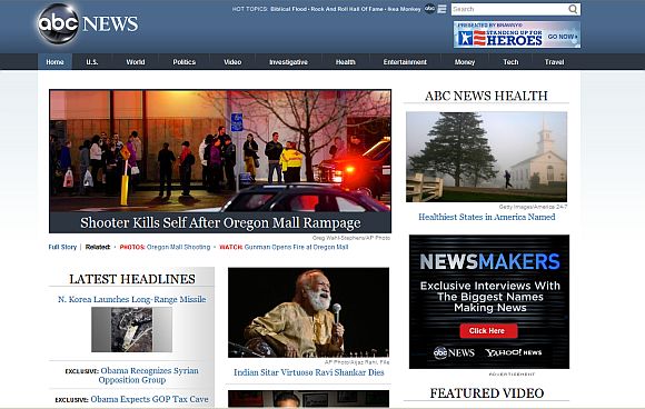 Screenshot of the ABC News home page