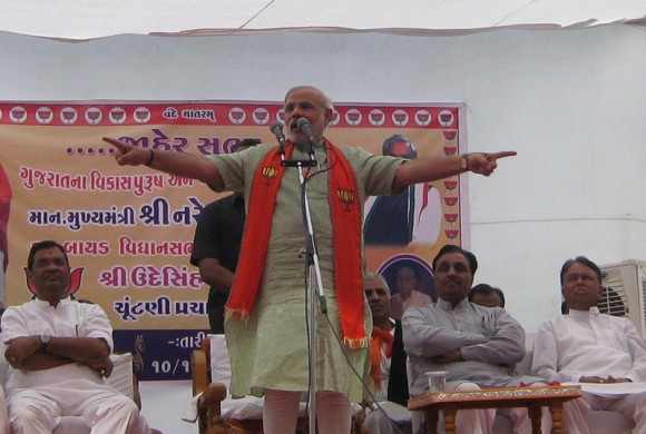 Modi during a rally in Gujarat
