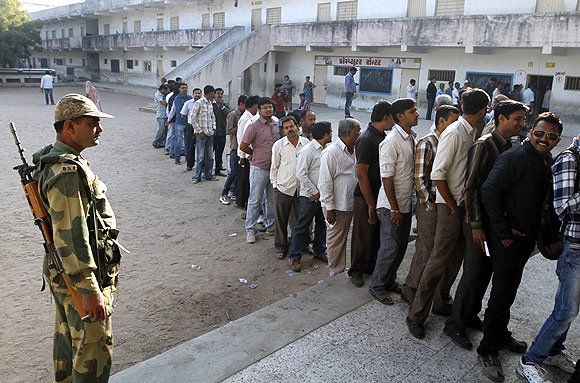 Voters queue up in Gujarat