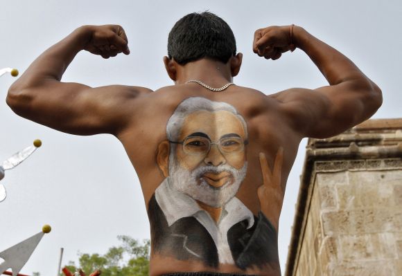 A Modi supporter at a rally