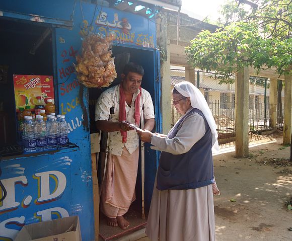 Sister Mary Mascarenhas with a rehabilitated patient of the Sumanhalli Society