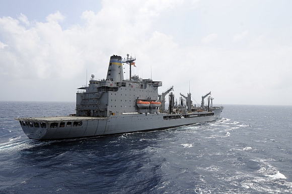 The US navy supply ship USNS Rappahannock maintains station as it prepares a replenishment at sea in this US navy photo handout photo taken in the South China Sea