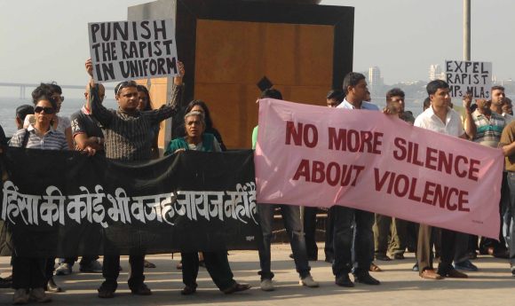 Mumbaikars protest against the death of rape victim at Shivaji Park in Mumbai