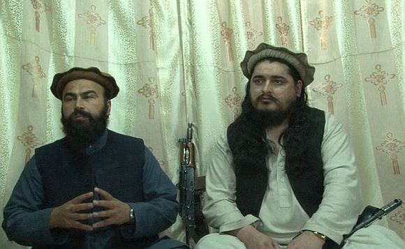 Video grab of the joint press interaction of Pakistan Taliban chief Hakimullah Mehsud and his deputy Wali-ur Rehman