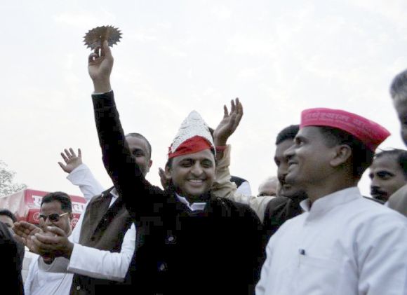 Akhilesh Yadav at an election rally