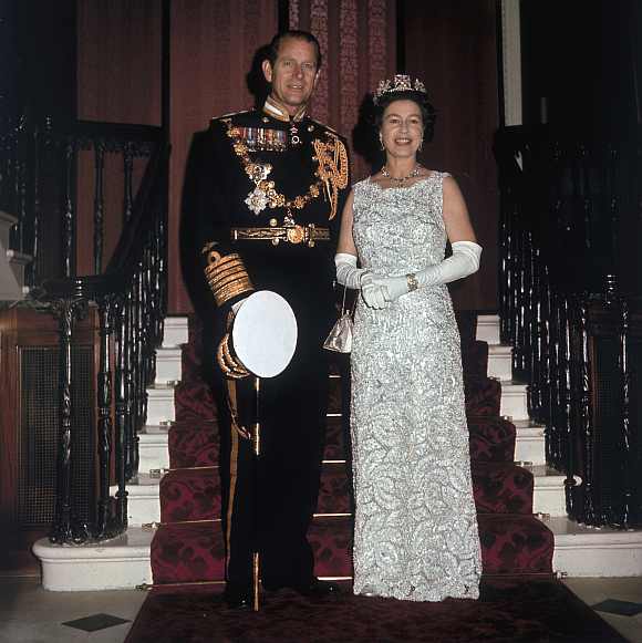 Queen Elizabeth II and Prince Philip Duke of Edinburgh on the occasion of their 25th silver wedding anniversary celebrations held at Buckingham Palace, 20th November 1972