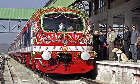 Kashmir's first-ever train about to depart Srinagar station