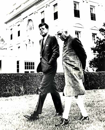 Jawaharlal Nehru, India's first prime minister, with then US President John F Kennedy