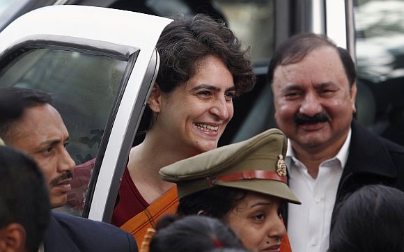 Priyanka Gandhi campaigns in Rae Bareli during the 2012 assembly election in UP. Photograph: Adnan Abidi/Reuters