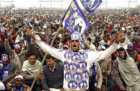 A Mayawati supporter at an election rally