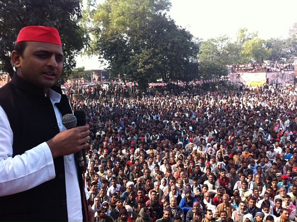 Akhilesh Yadav at a campaign rally